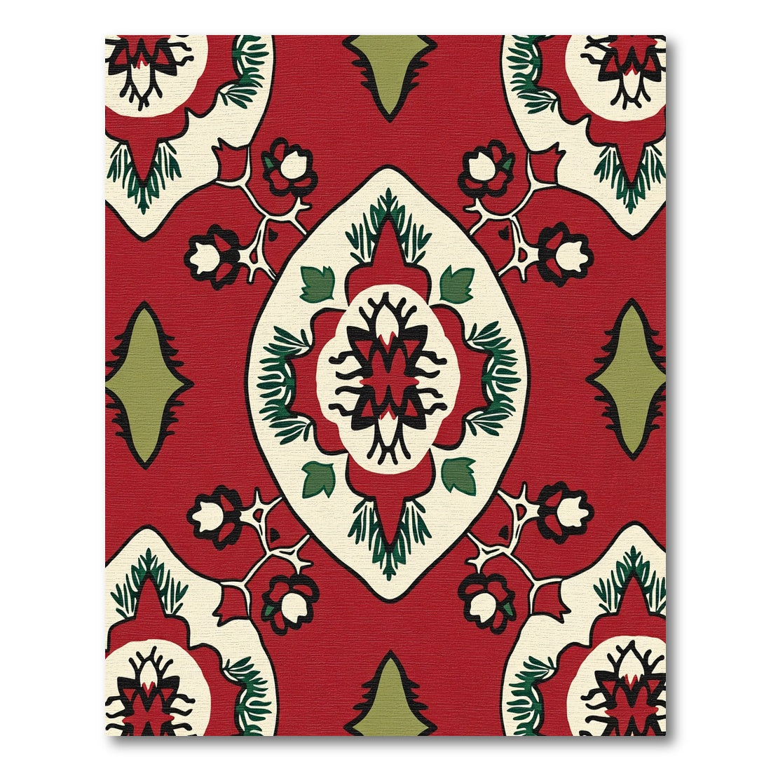 Crimson Red Floral Medallion Rug