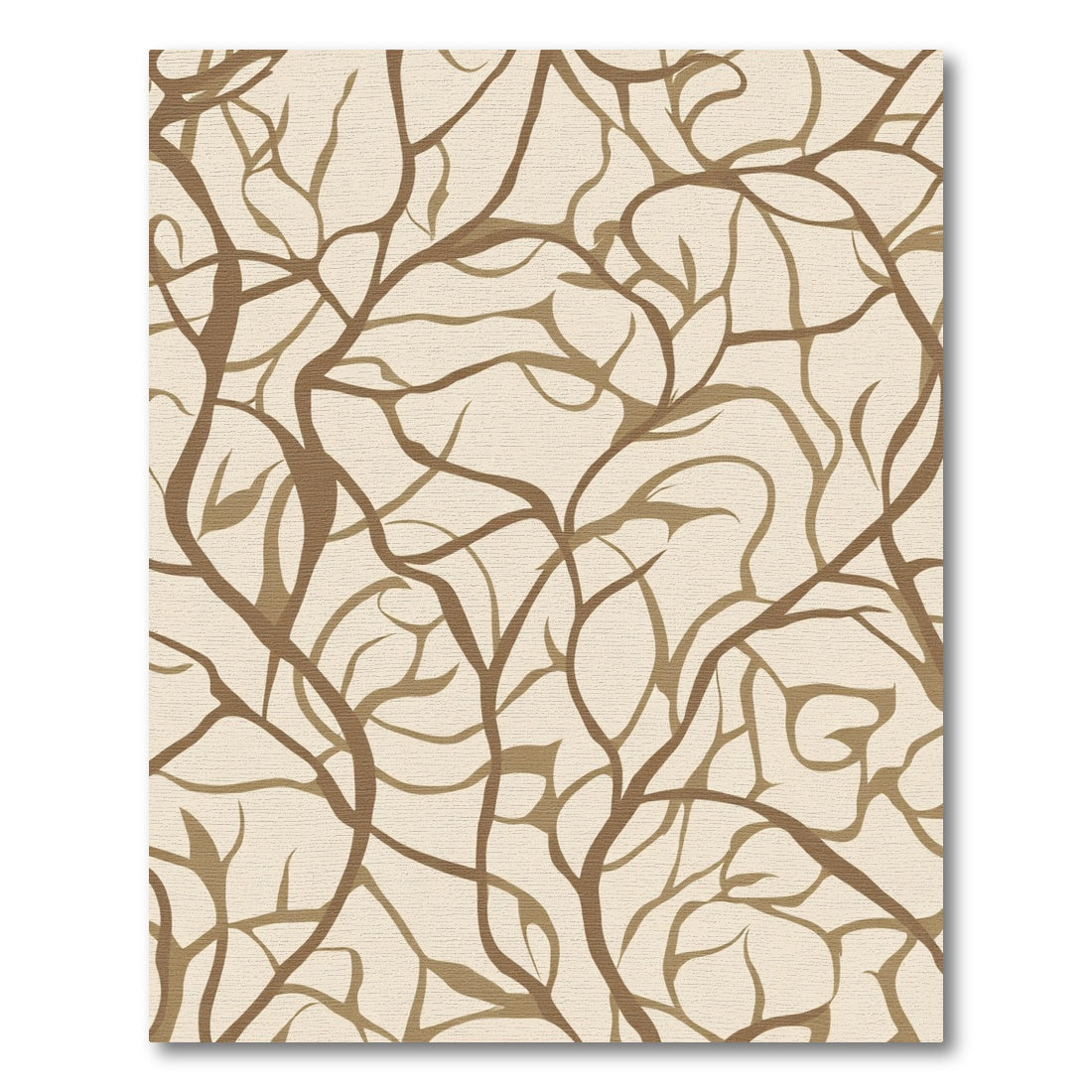 Earthy Brown Branch Swirl Contemporary Rug
