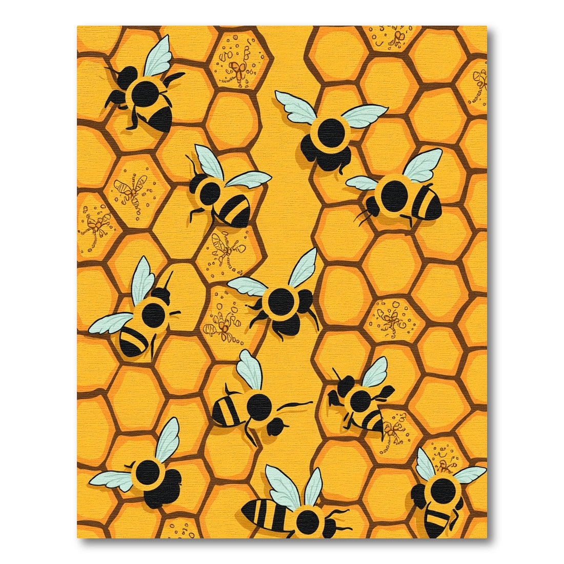 Golden Honeycomb Bee Swarm Rug