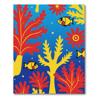 Whimsical Red Yellow Fish Coral Scene Rug