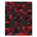 Bold Red Geometric Blocks Rug