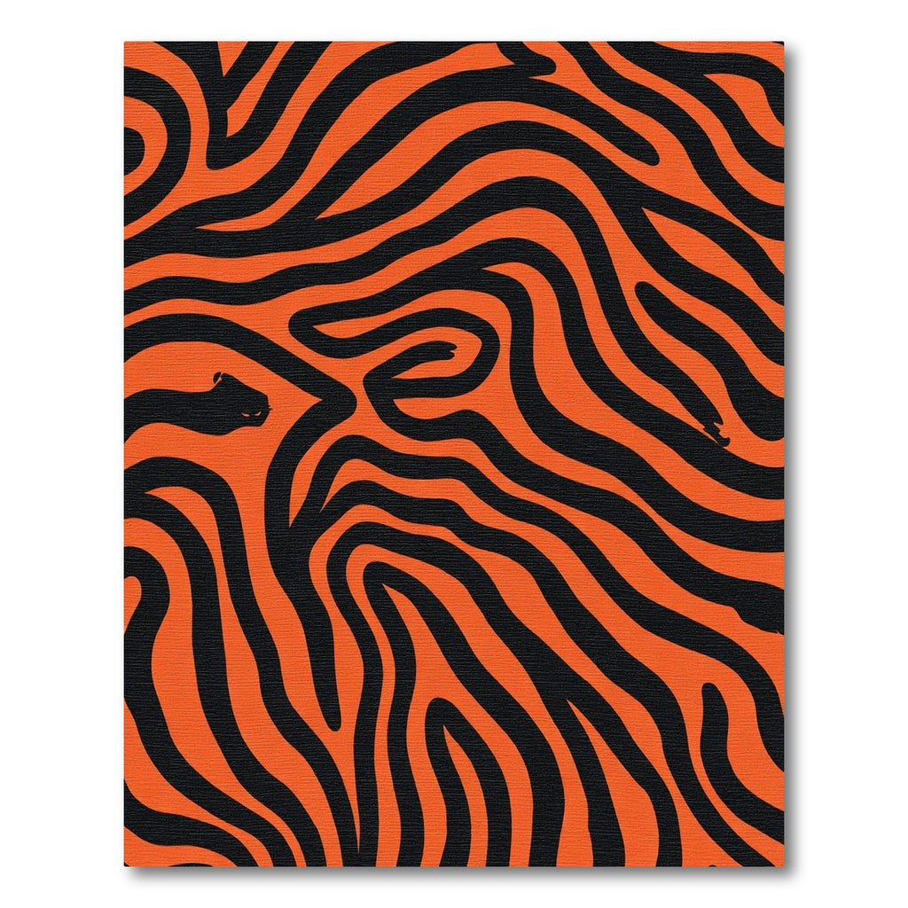 Vibrant Orange Black Wavy Lines Rug