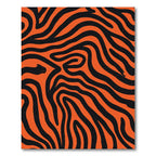 Vibrant Orange Black Wavy Lines Rug