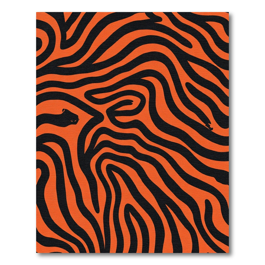 Vibrant Orange Black Wavy Lines Rug