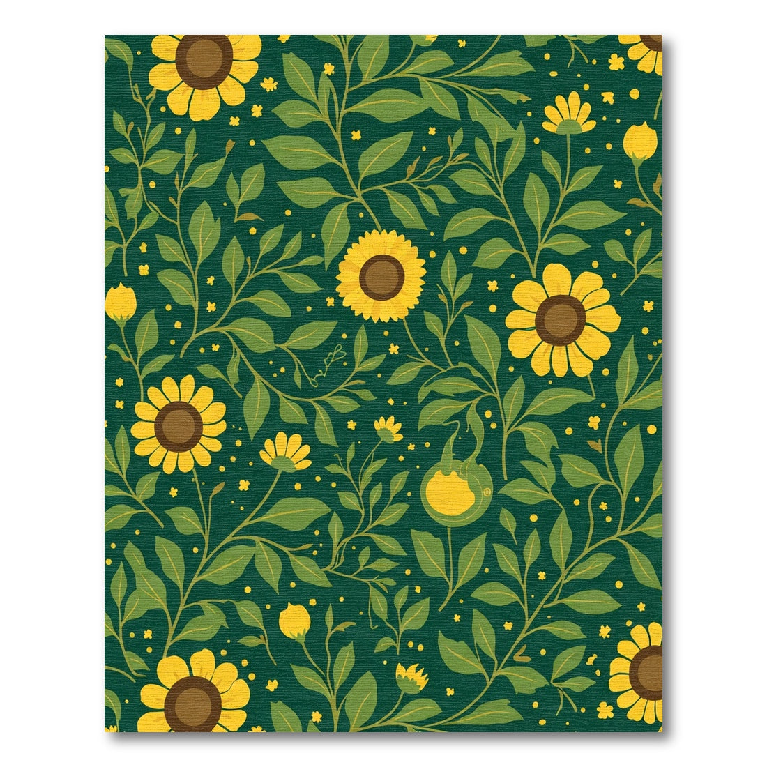 Emerald Green Sunflower Garden Rug