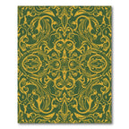 Emerald Gold Damask Scroll Rug