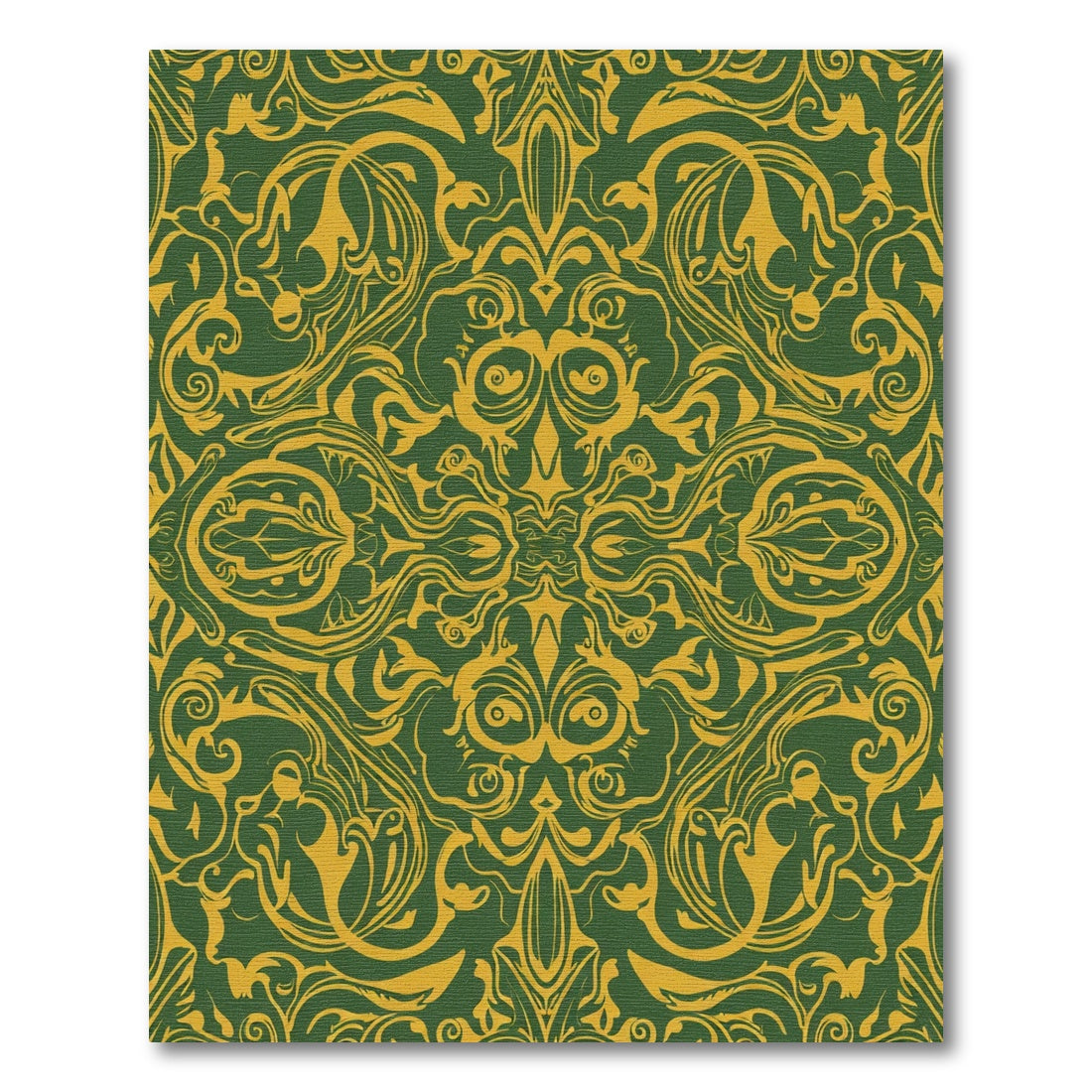 Emerald Gold Damask Scroll Rug