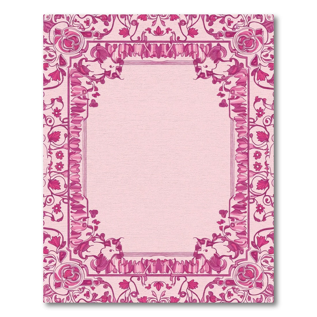 Art Nouveau Pink Floral Border Accent Rug