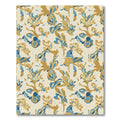 Abstract Blue Gold Floral Botanical Rug