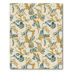 Abstract Blue Gold Floral Botanical Rug