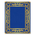 Elegant Gold Royal Blue Floral Border Rug
