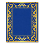 Elegant Gold Royal Blue Floral Border Rug