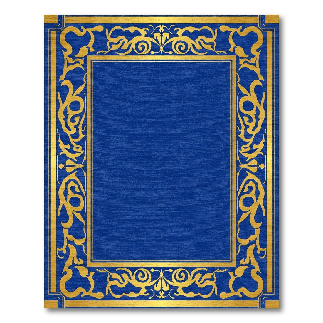 Elegant Gold Royal Blue Floral Border Rug