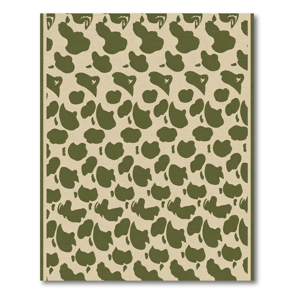 Olive Green Cowhide Abstract Shapes Rug