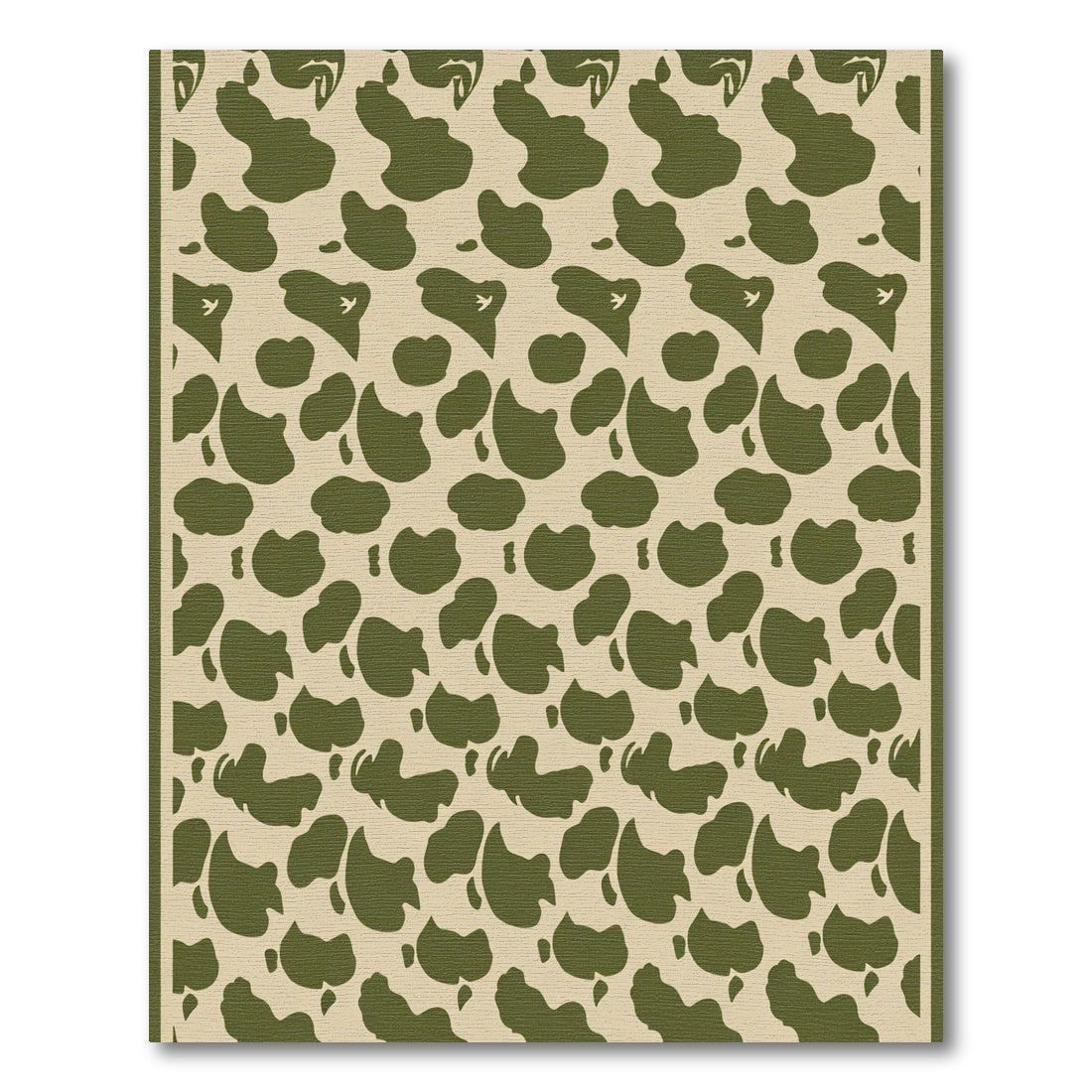 Olive Green Cowhide Abstract Shapes Rug