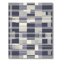 Midnight Blue Geometric Abstract Stripes Rug