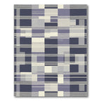 Midnight Blue Geometric Abstract Stripes Rug