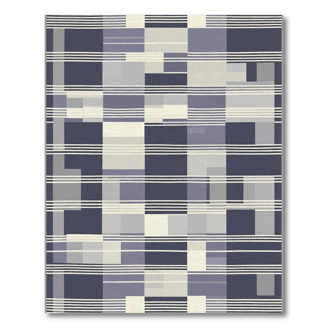 Midnight Blue Geometric Abstract Stripes Rug