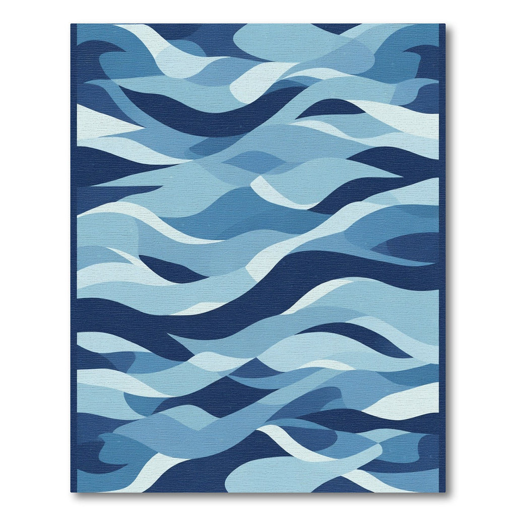 Modern Deep Blue Ocean Waves Rug