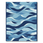 Modern Deep Blue Ocean Waves Rug