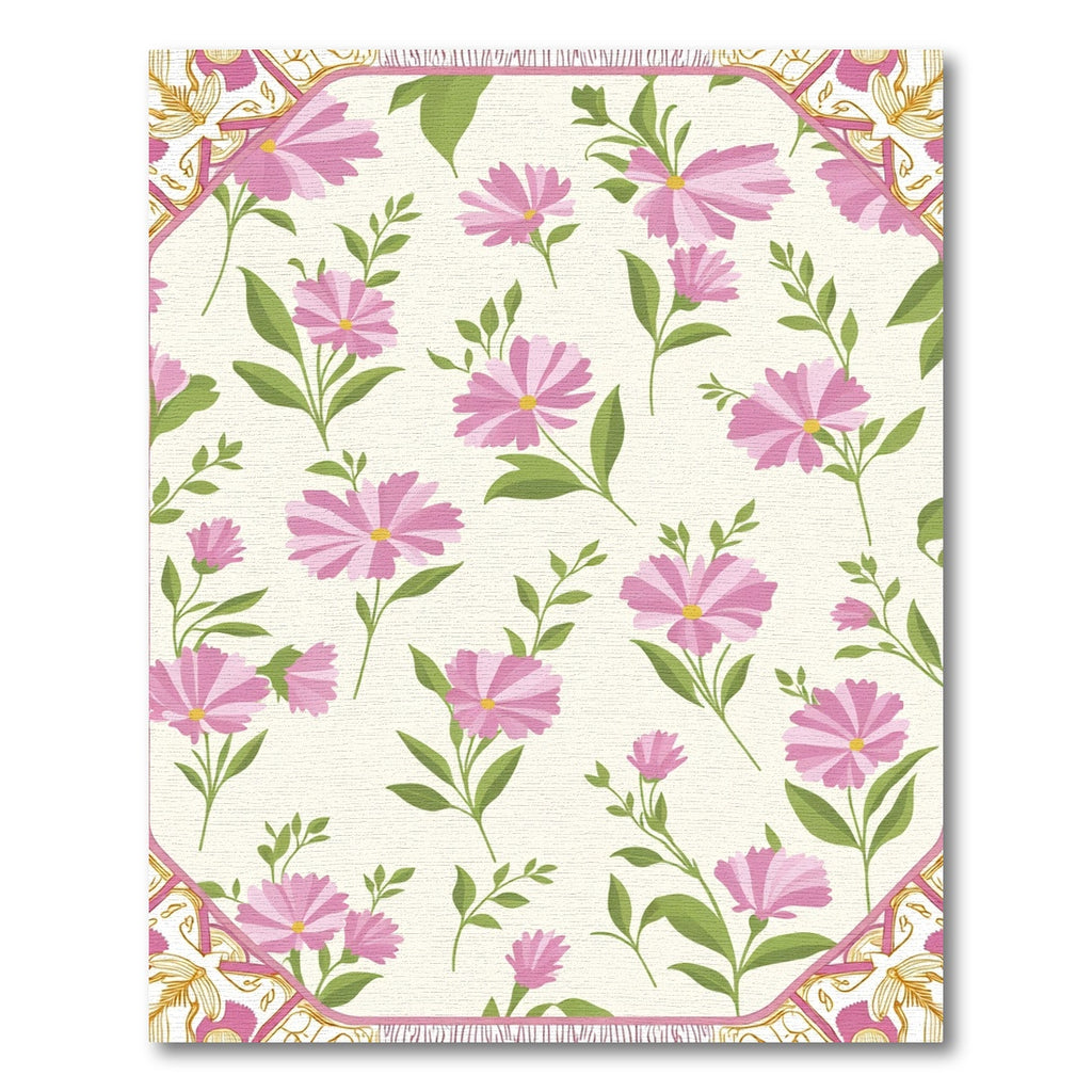 Pink Daisy Garden Floral Cream Rug