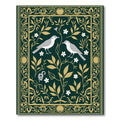 Emerald Gold Bird Floral Frame Rug