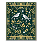 Emerald Gold Bird Floral Frame Rug