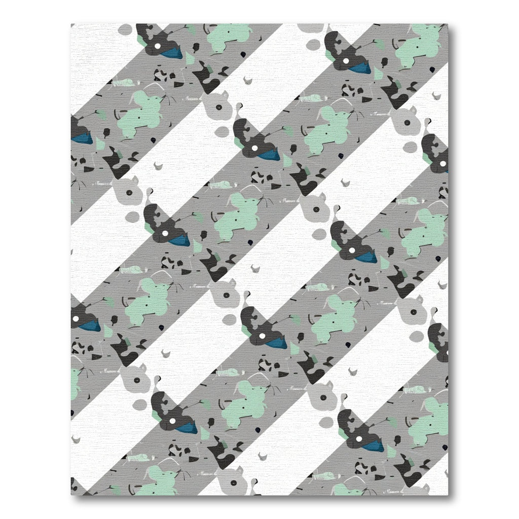 Abstract Gray Mint Diagonal Stripes Rug