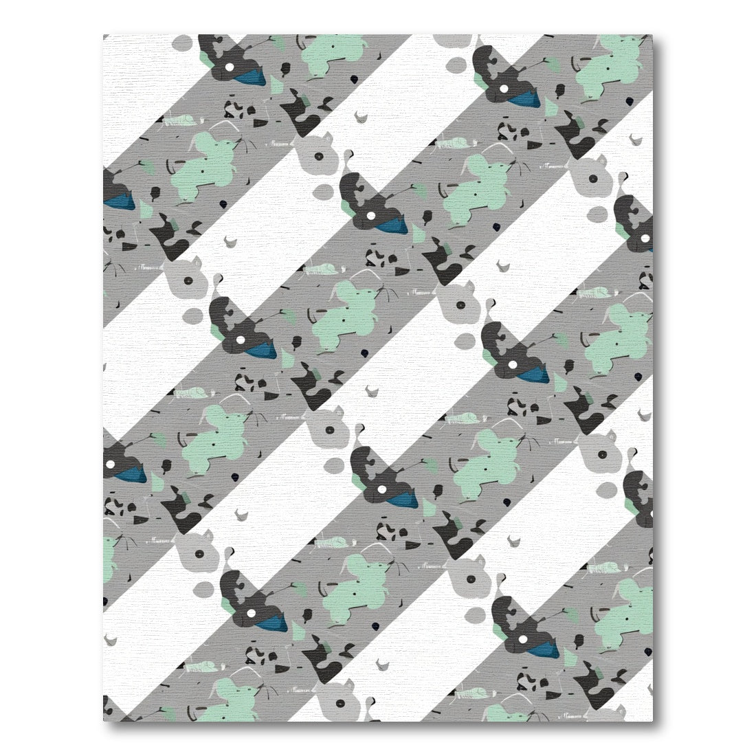 Abstract Gray Mint Diagonal Stripes Rug