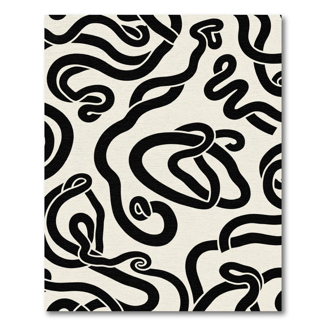 Black Abstract Swirl Ribbon Rug