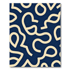 Cream Wavy Lines Navy Abstract Rug