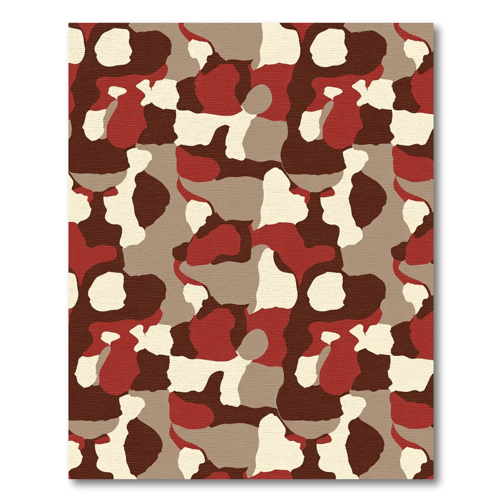 Rustic Crimson Camouflage Abstract Rug