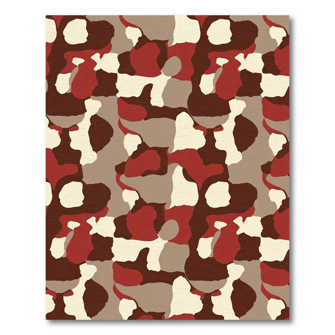 Rustic Crimson Camouflage Abstract Rug