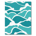 Oceanic Teal Abstract Wave Rug