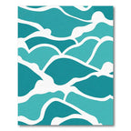 Oceanic Teal Abstract Wave Rug