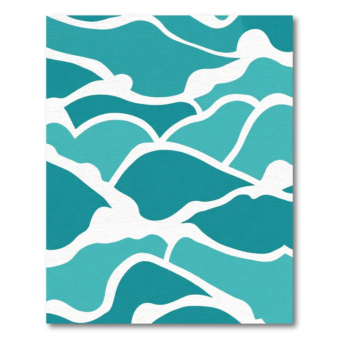 Oceanic Teal Abstract Wave Rug