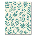 Teal Leafy Branches On Cream Background Rug