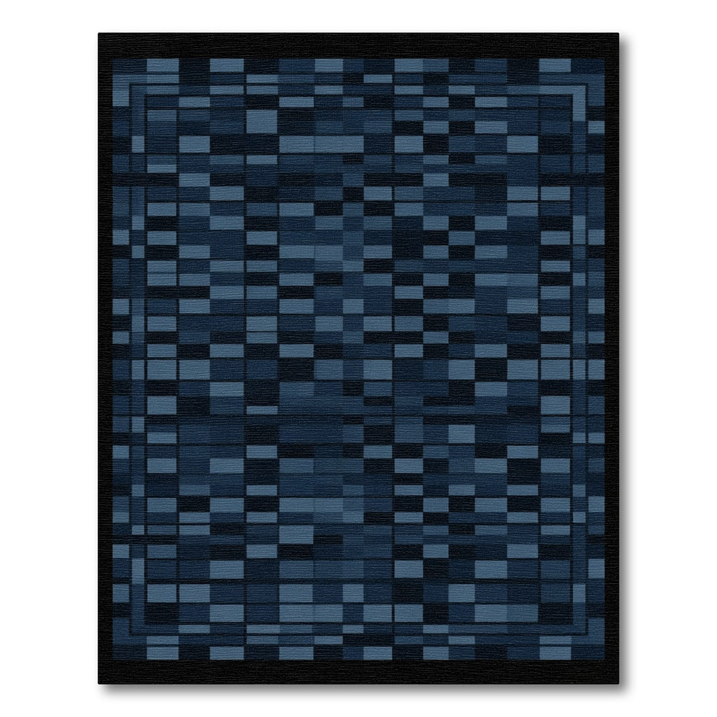 Dark Blue Rectangular Mosaic Rug