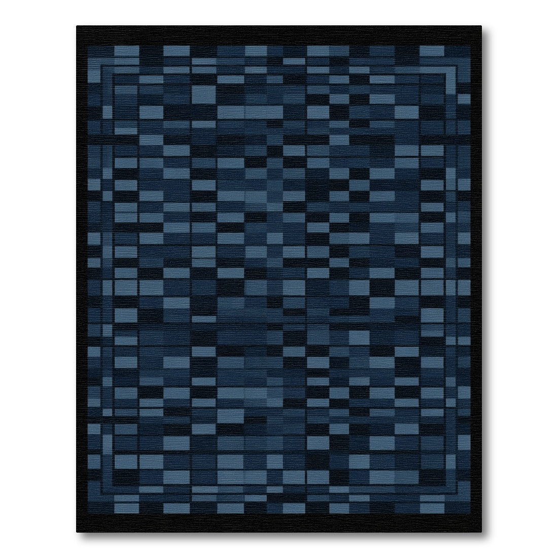Dark Blue Rectangular Mosaic Rug