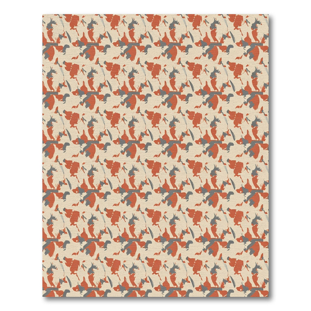 Terracotta Gray Abstract Brushstroke Rug