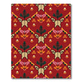 Crimson Deer And Leaf Medallion Rug