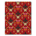 Crimson Deer And Leaf Medallion Rug