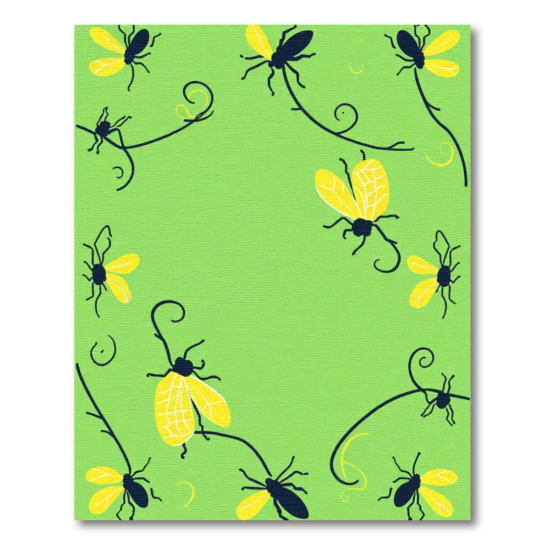 Whimsical yellow bug garden vines Rug