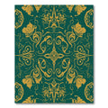 Ornate Gold Floral Scrollwork Emerald Rug