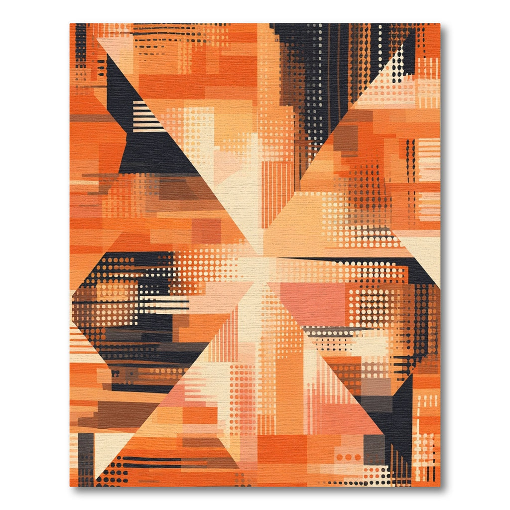 Geometric Orange Abstract Pixelated Rug