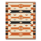 Tribal Orange Black Geometric Diamond Rug