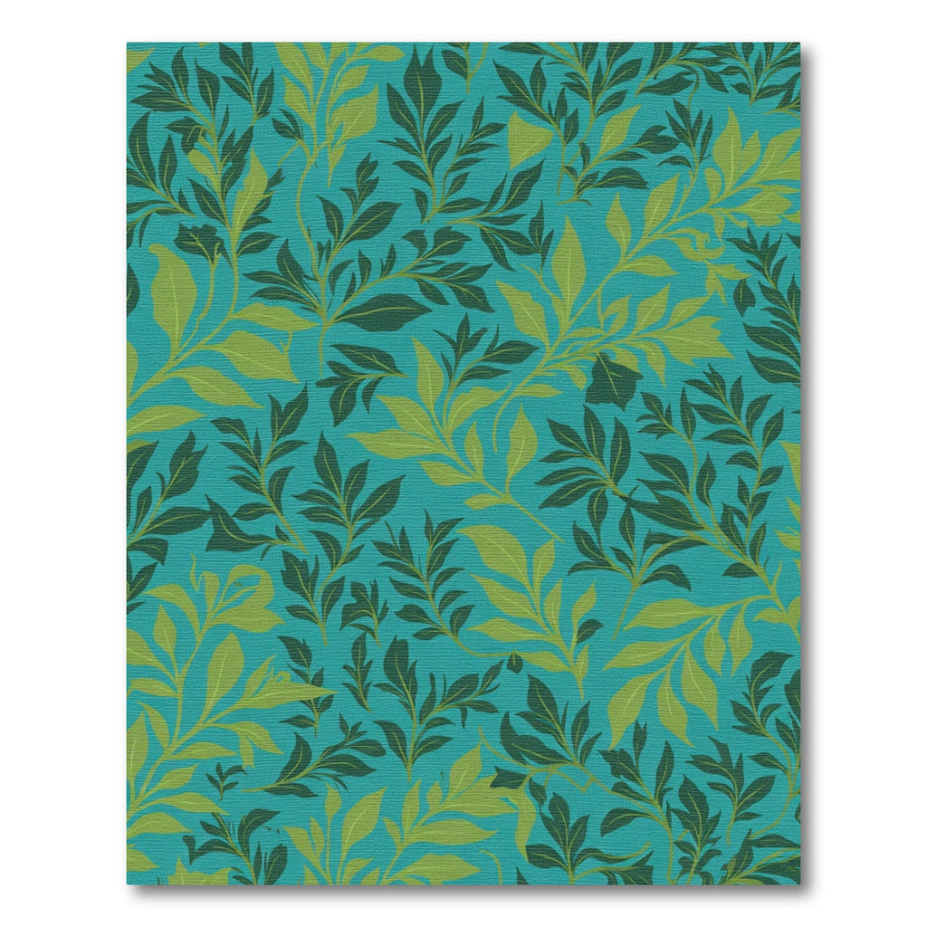 Teal Green Leafy Branch Arrangement Rug