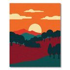 Crimson Sunset Grove Landscape Rug