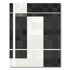 Monochrome Pixelated Geometric Blocks Rug