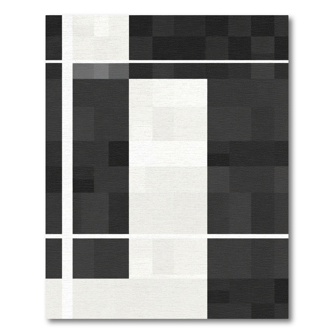 Monochrome Pixelated Geometric Blocks Rug